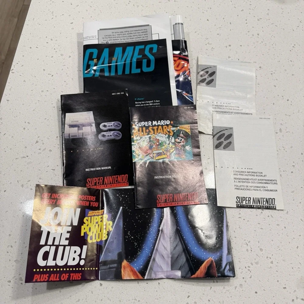 Vintage Lot of 6 SNES Super Nintendo Game Instruction Booklet Manuals Posters